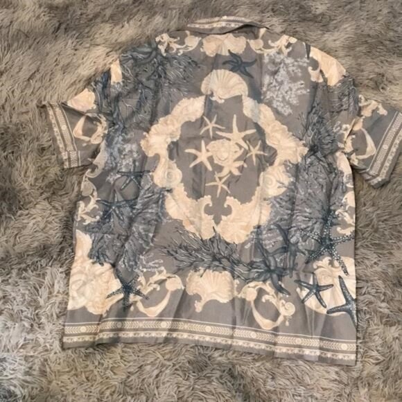 New Authentic Versace Gray and Blue Short Sleeve Shirt size 54 - Picture 5 of 14